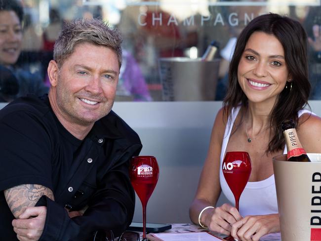 Michael Clarke and Arabella Sherborne at the Australian Open. Picture: Supplied,