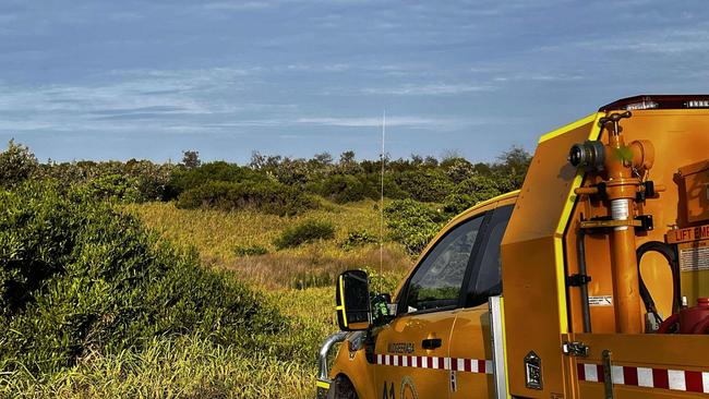 A fire tore through a park at The Spit on New Year's Day. Photo: supplied, Mudgeeraba Rural Fire Brigade.