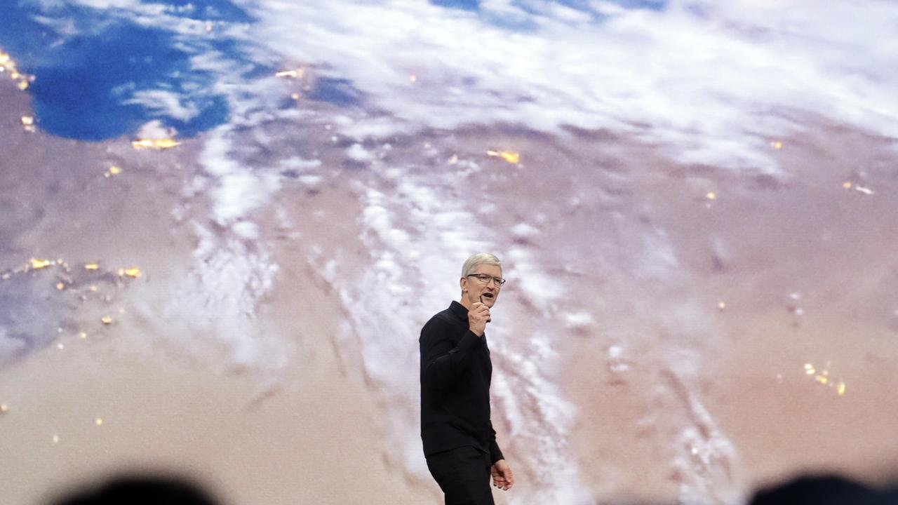 Apple CEO Tim Cook speaks at the Apple Worldwide Developers Conference in San Jose, California on June 3, 2019. Picture: AP/Jeff Chiu.
