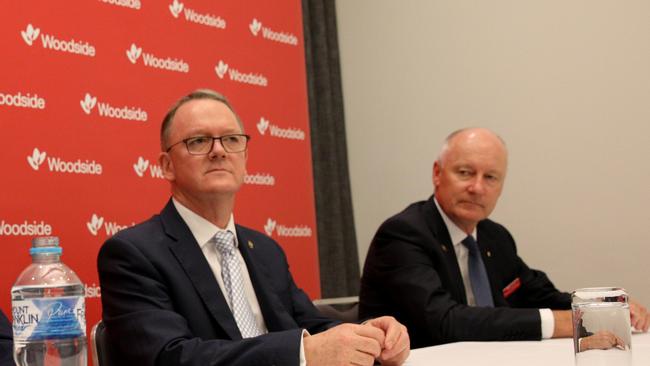 Woodside CEO and managing director Peter Coleman and chairman Richard Goyder in 2018.