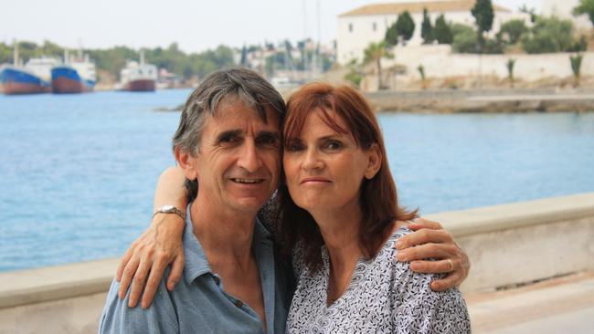 Retiring Queensland tourism boss Daniel Gschwind and wife Sheridan revisited the Greek Islands where they first met. Picture: supplied