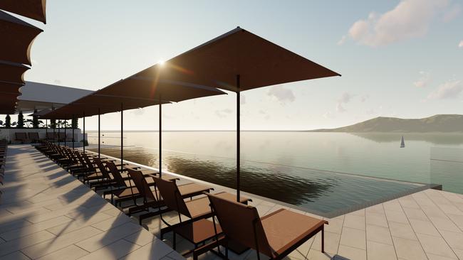 An outdoor deck in the Morris Group's new hotel in Townsville.