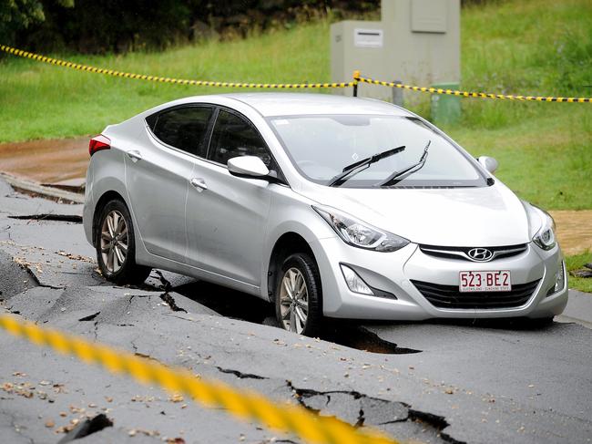 A stranded car in Boxer street. Boxer street is lifted and not drivable because of the wet weather. Picture, John Gass