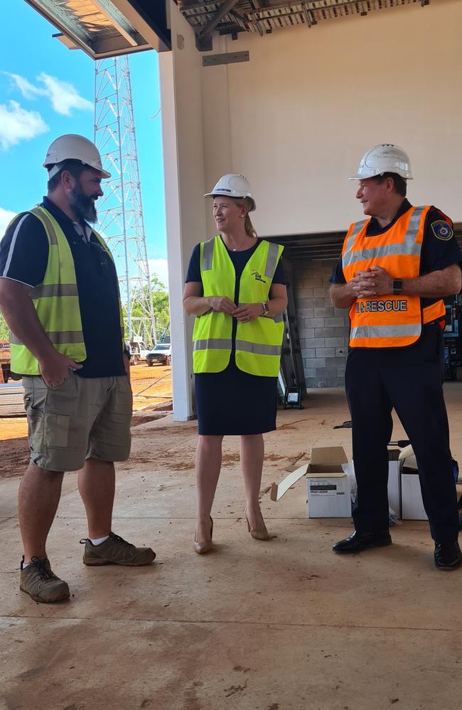 Emergency Services Minister Nicole Manison tours the new Palmerston Fire Station. Picture: Thomas Morgan