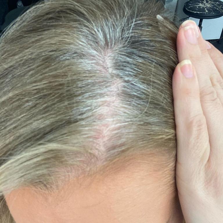 Bickmore shared a photo of her grey roots. Picture: Instagram