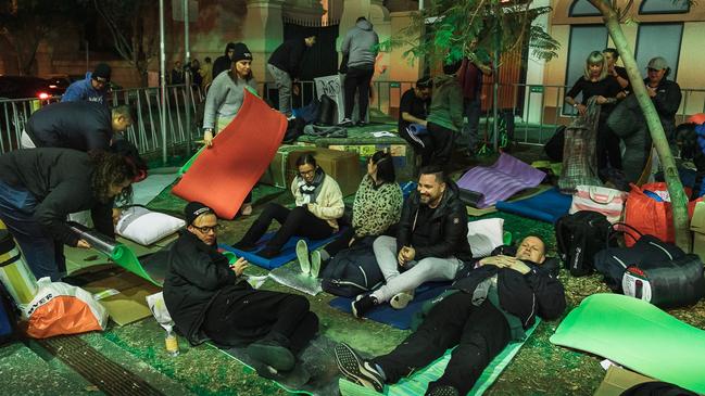 Dozens of Newtopians slept outside in Newtown Square earlier this month to raise money for a local homeless support service. Picture: Diana Shypula