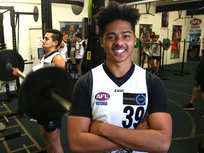 Idun’s performances for the Geelong Falcons and Vic Country escalated him into draft contention. Picture: Mike Dugdale