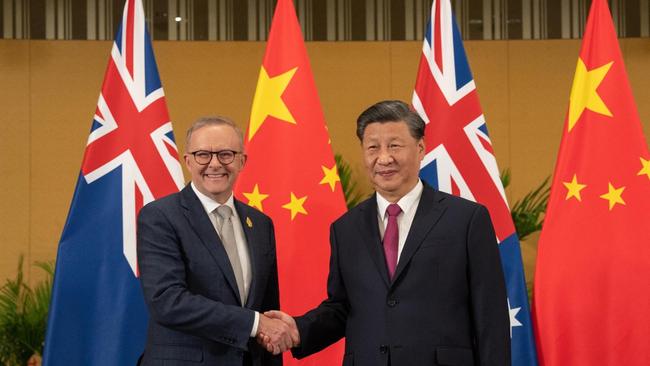 Australian Prime Minister Anthony Albanese meets China's President Xi Jinping in a bilateral meeting during the 2022 G20 summit in Bali.