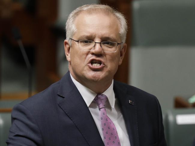 Prime Minister Scott Morrison  during Question Time in the House of Representatives at Parliament House in Canberra. Picture by Sean Davey.