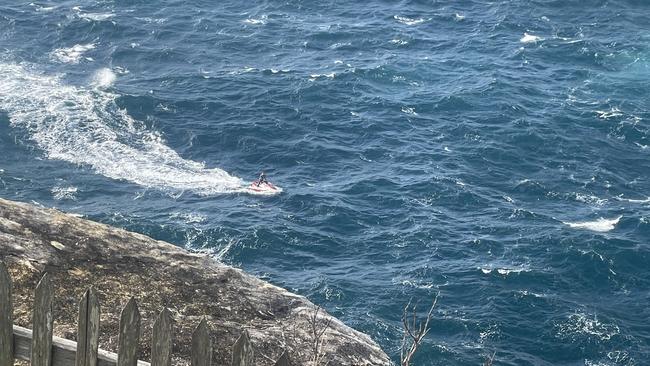 Rescue jet skis scoured the waters at Vaucluse on Friday morning. Picture: Madeline Crittenden