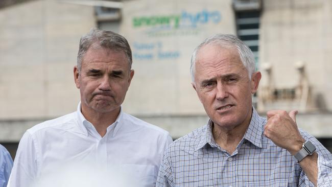 Snowy Hydro CEO Paul Broad and Prime Minister Malcolm Turnball. Picture: Andrew Taylor