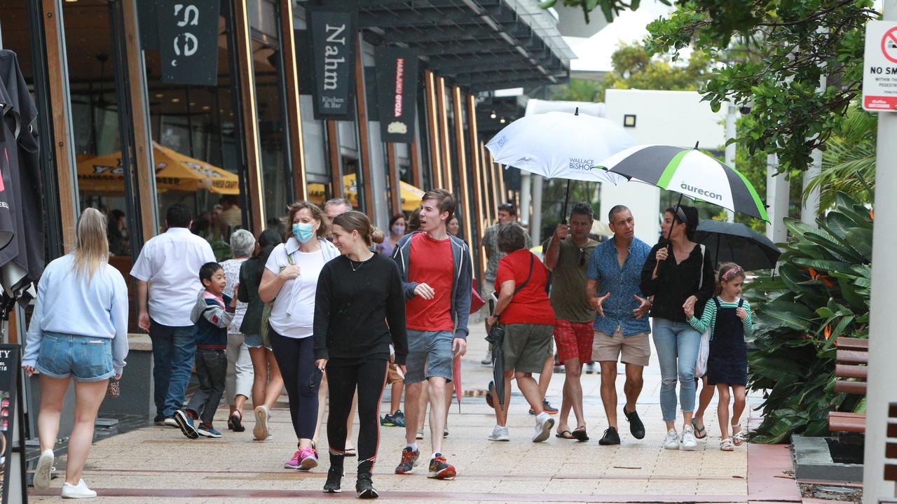 Shop keepers, visitors and Locals during Easter Sunday in the Broadbeach Mall. Pic Mike Batterham