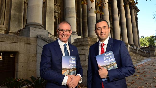 Premier of SA Jay Weatherill with Treasurer Tom Koutsantonis. Picture: Keryn Stevens