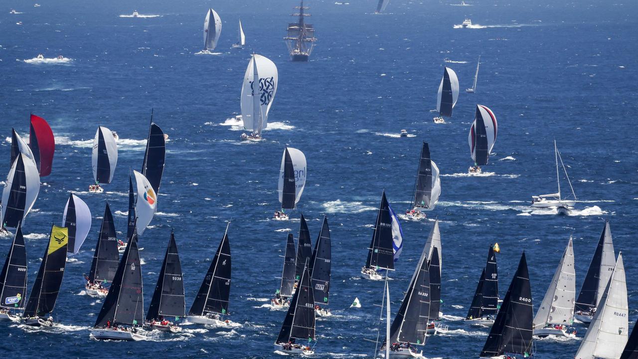 Yachts after the start of the annual Sydney to Hobart yacht race. Picture: David GRAY/AFP.