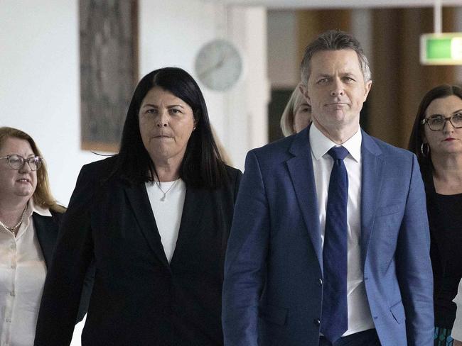 Minister for Education Grace Grace with federal counterpart Jason Clare at Parliament House in Canberra on August 12. Picture: NCA NewsWire / Gary Ramage