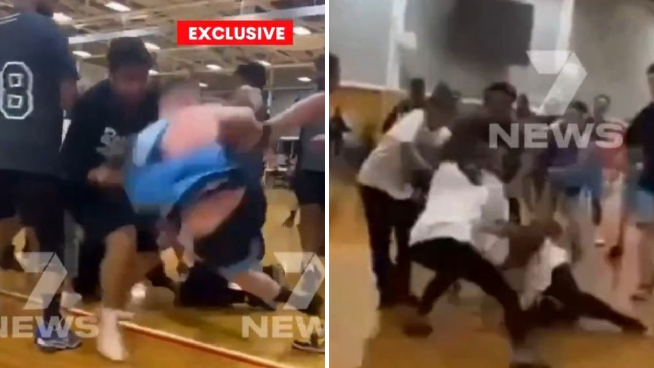 Wild scenes as basketball brawl breaks out