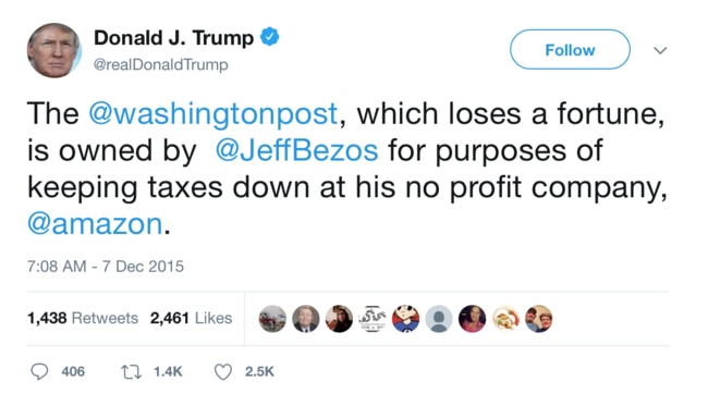 His anger at Jeff Bezos goes back a long way.