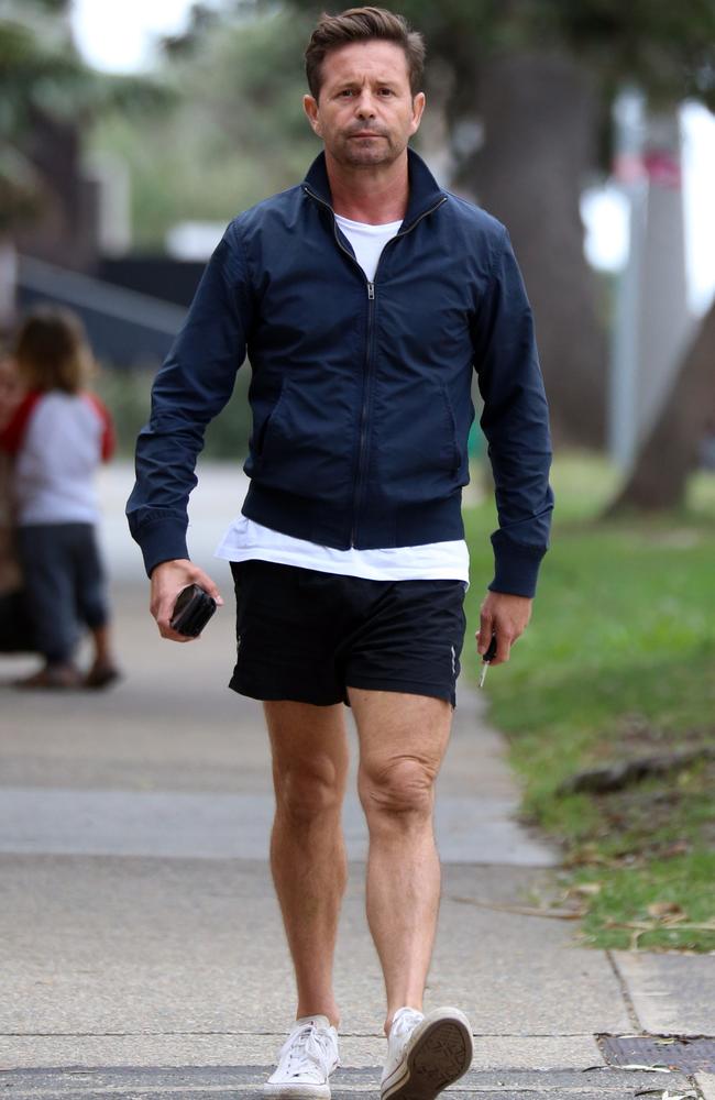 Channel Nine weatherman Steve Jacobs in Bondi today. Picture: Mega.