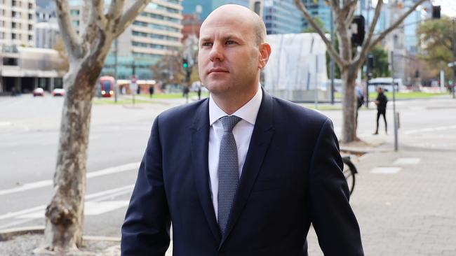 Sam Duluk leaves court after an appearance. He was last month acquitted of assaulting SA BEST MLC Connie Bonaros. Picture: NCA NewsWire/David Mariuz