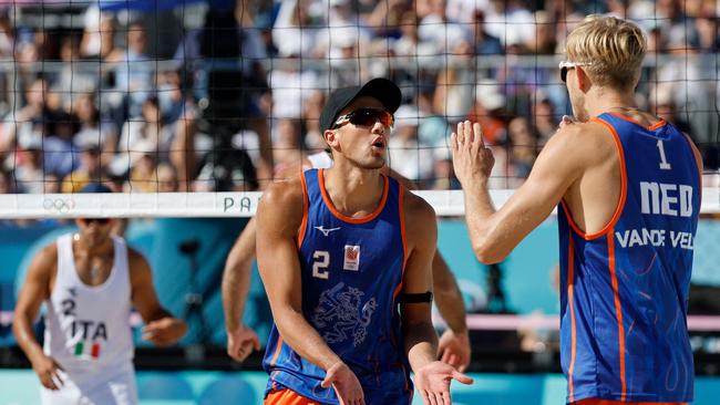 Matthew Immers and Steven Van De Velde during the match between Netherlands and Italy. Picture: Luis Tato/AFP