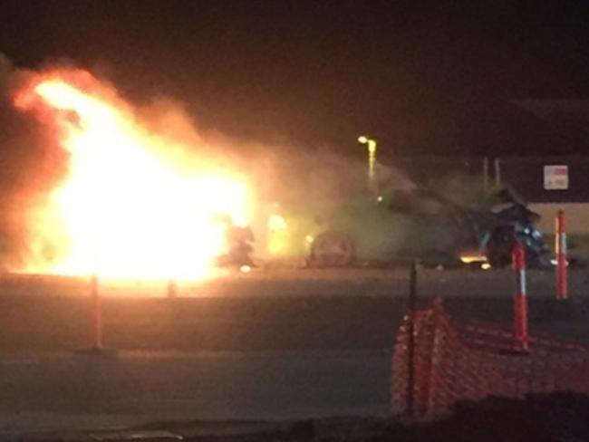 The scene of the fiery crash that killed Nicole Tucker, 48, of Panorama. Pic: Raden Guritno