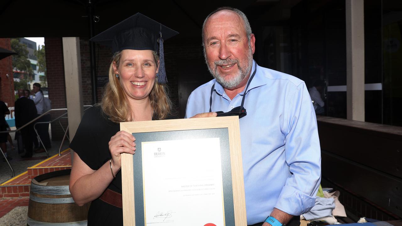 Rebecca and Gary Davison. Deakin School of Education; NIKERI; and Centre of Humanitarian Leadership students graduated on Wednesday lunchtime. Picture: Alan Barber