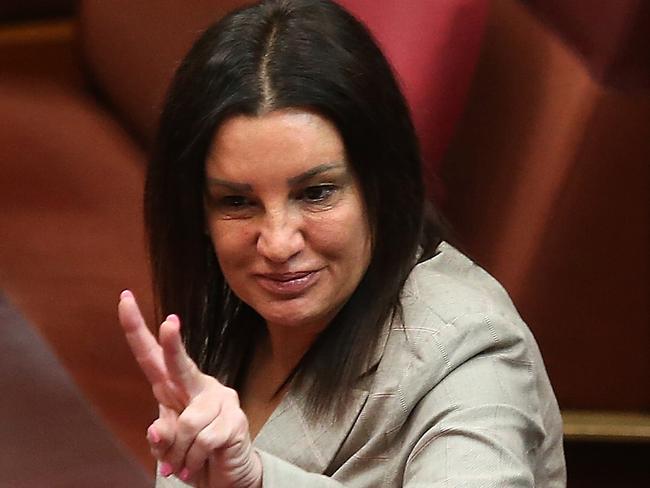 Senator Jacqui Lambie before the Swearing-in of New Senators in the Senate Chamber, Parliament House in Canberra. Picture Kym Smith