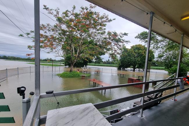 The Euramo Hotel is right between the Tully and Murray rivers, and is renowned for flooding. Locals take a boat directly from home to the hotel for a beer when the water rises. Picture: Supplied