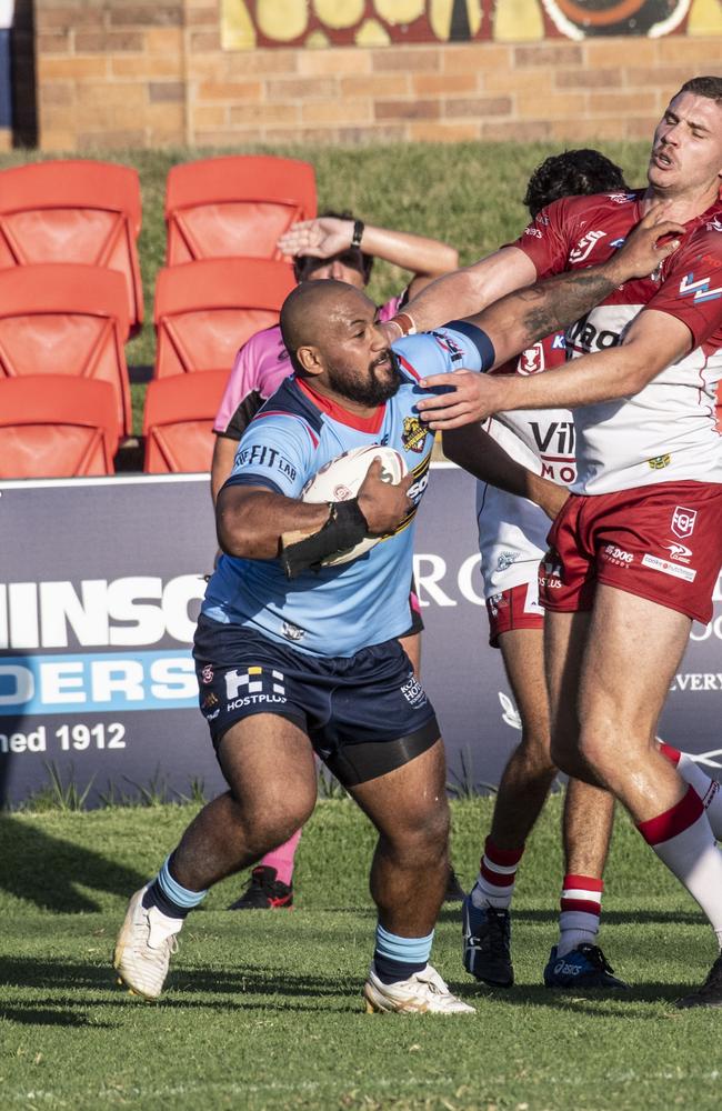 Melino Fineanganofo in action against the Dolphins in preseason. Picture: Nev Madsen.