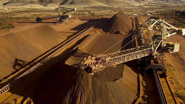 Rio Tinto stockpiles iron ore in the Pilbara. Picture: AFP