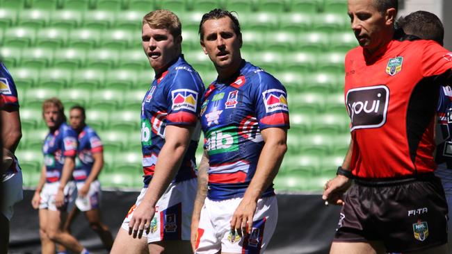 Mitchell Pearce in his first appearance for the Newcastle Knights. Picture: Supplied