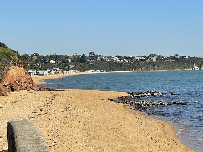 Save Mornington Peninsula beaches: Locals say reinstating a natural rock groyne would provide a more lasting fix for Mount Martha North Beach than spending millions on sand replacement. Picture: Lucy Callander