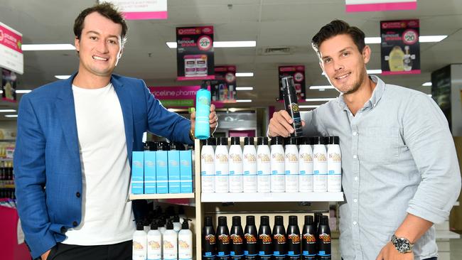 Bondi Sands fake tan founders Shaun Wilson and Blair James.