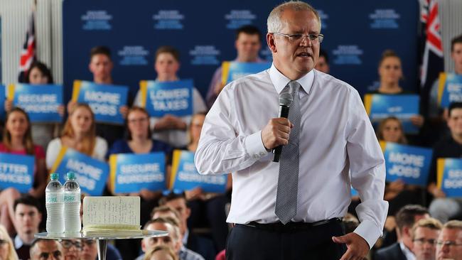 Scott Morrison at an election launch rally in Brisbane over the weekend. Picture: AAP