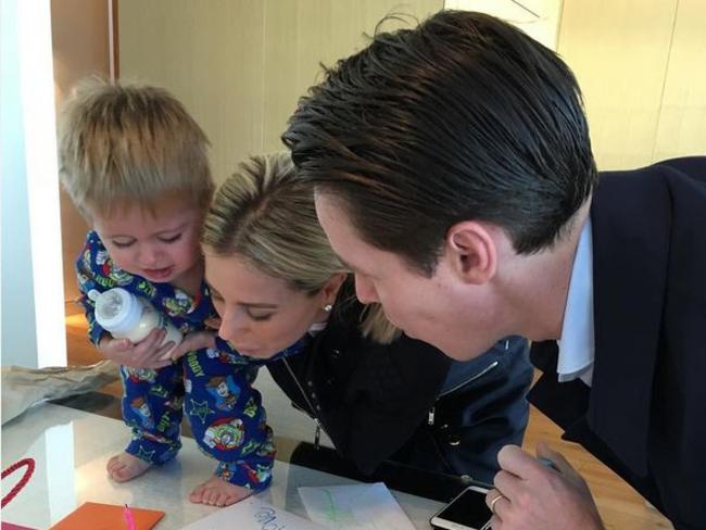 Roxy Jacenko with her husband Oliver Curtis and their two-year-old son Hunter.