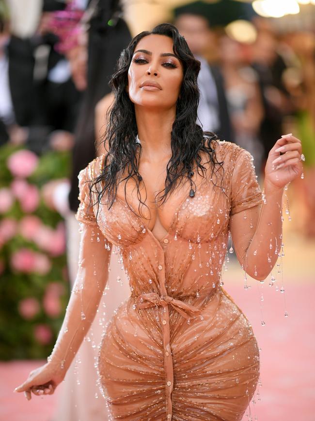 Kim Kardashian was showering ahead of the Met Gala when the sudden freeze weather phenomenon from Day After Tomorrow struck her home in Calabasas, leaving her in a frozen state of serving. Picture: Getty.