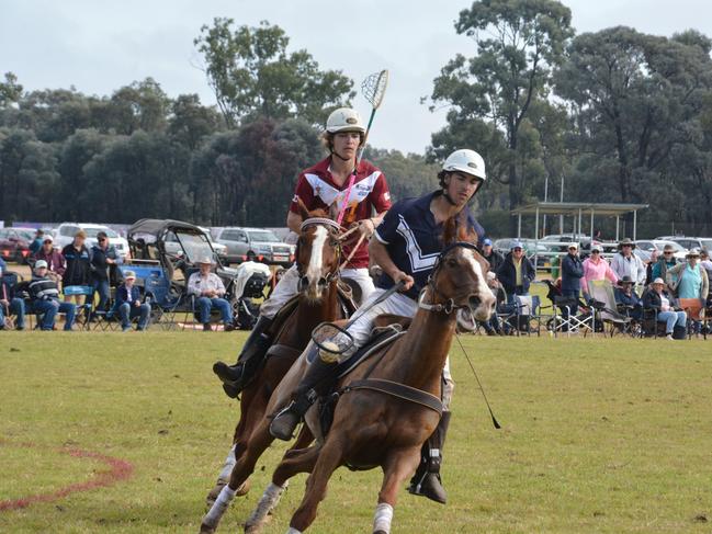 Polocrosse action at the Australian Polocrosse Nationals tournament held in Chinchilla on June 28, 2024.