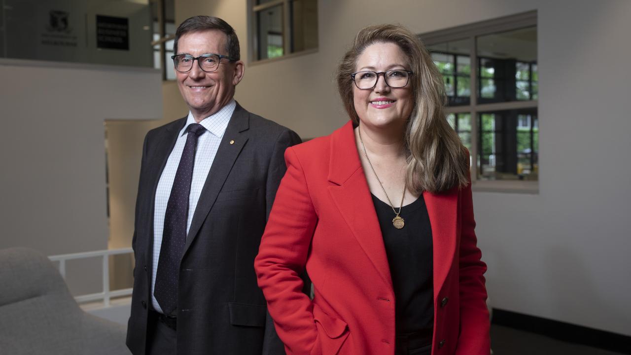 The Dean of Melbourne Business School, Ian Harper, with the inaugural director of the Digital News Academy, Sonja Heydeman. Picture: Arsineh Houspian