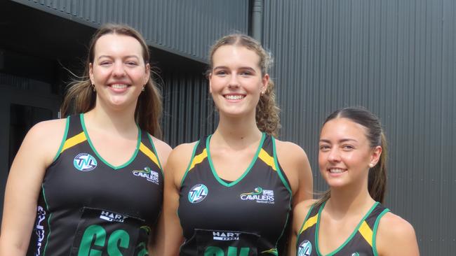 Cavaliers players Hailey McDougall, Lily Case and Lucy McArthur. Picture: Jon Tuxworth