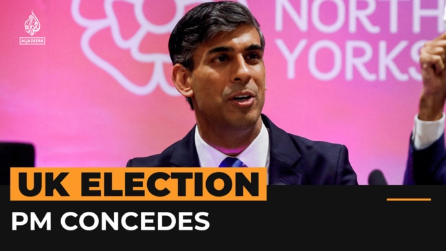 UK Prime Minister Rishi Sunak concedes defeat in election