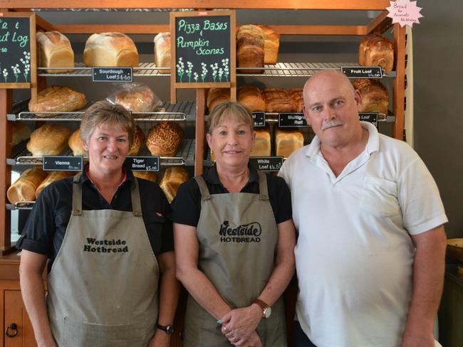 Westside Hotbread were over the moon to be crowned the local favourite in Warwick Daily News' 2024 best bakery competition. (From left) Linda Kinsella with owners Jo and Darren Watts. Photo Jessica Klein