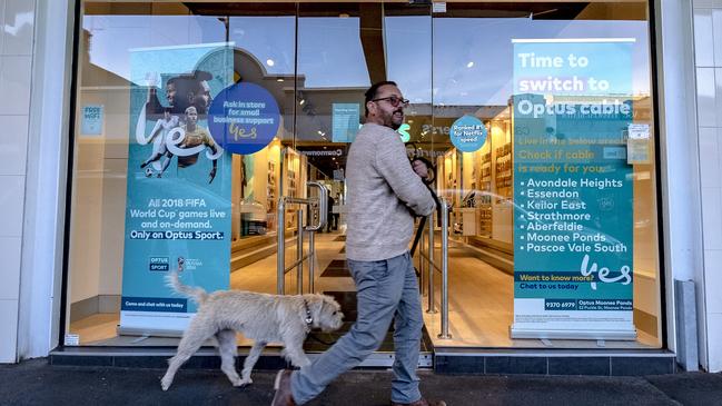 General photo of an Optus store in Melbourne, Australia, Tuesday, June 19, 2018. (AAP Image/Luis Ascui) NO ARCHIVING