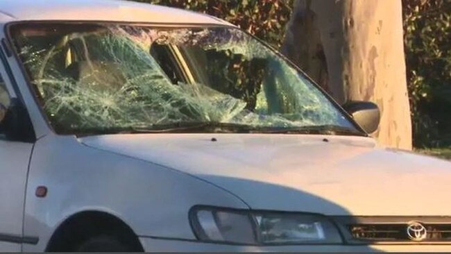 Mr Challis was allegedly hit by a Toyota and shattered the window screen in the crash in July last year. Picture: 9 News