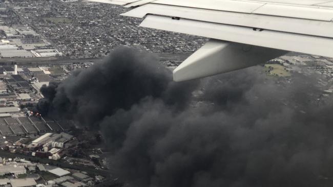 The fire from the air. Picture: Andrew Hazel