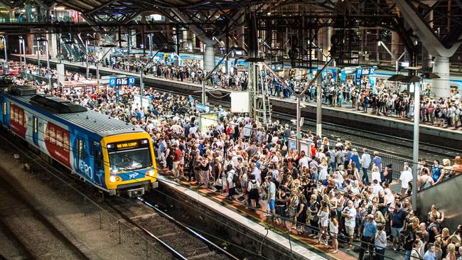 Crowds at Southern Cross station.