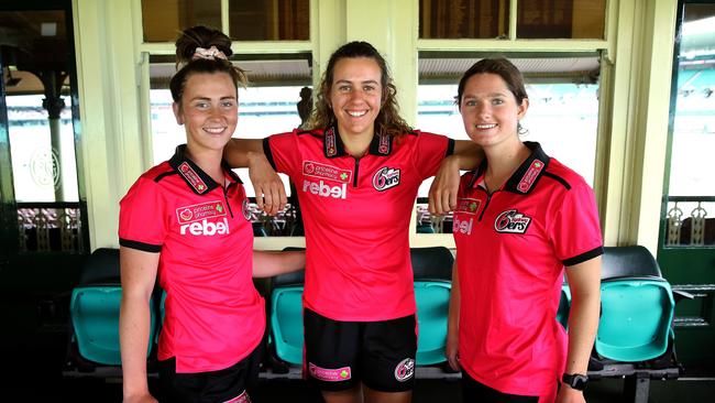 Sydney Sixers teenagers Alisha Bates, Emma Hughes and Maddy Darke last season.