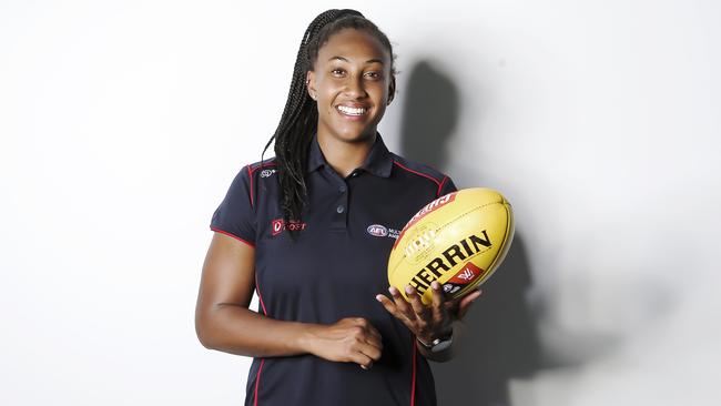 Sabrina Frederick-Traub is one of the AFL’s multicultural ambassadors. Picture: Mark Cranitch