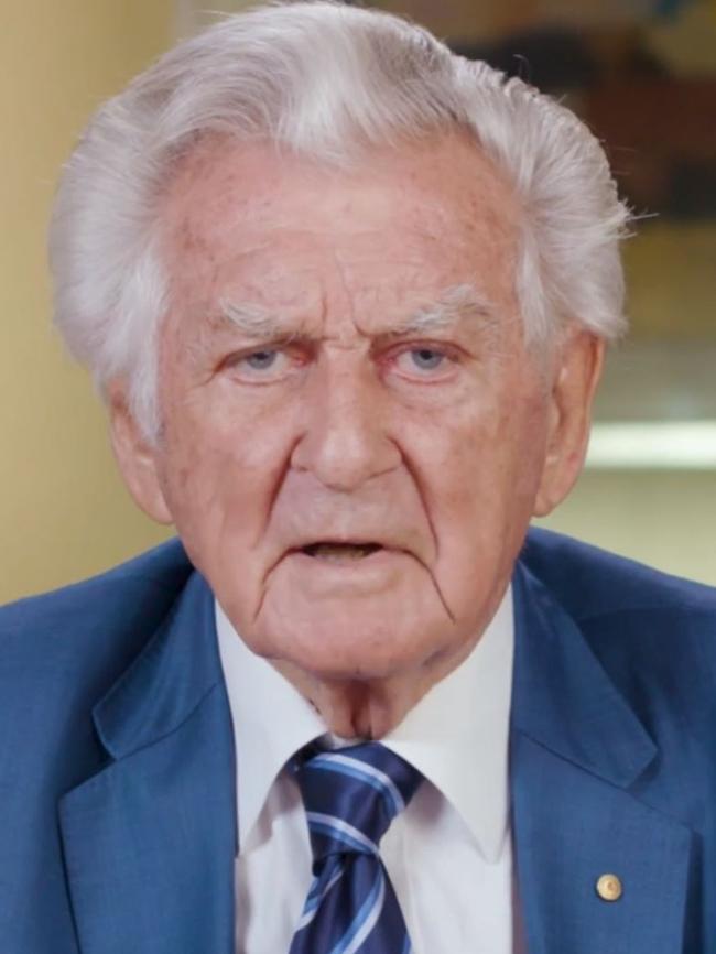 Former prime minister Bob Hawke appearing on an ad for Labor in the South Australian State Election.