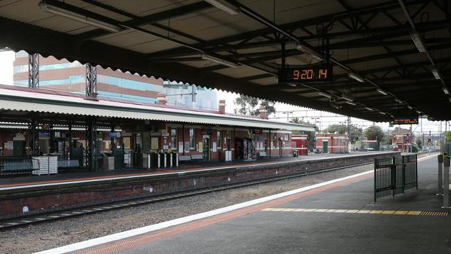 Empty train stations have become a common sight. Picture: David Crosling