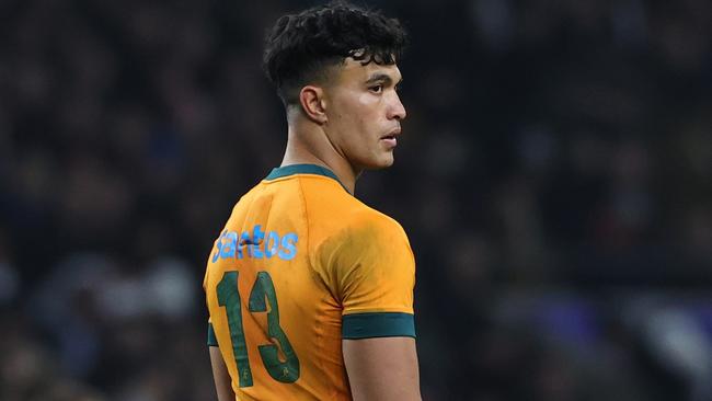 LONDON, ENGLAND - NOVEMBER 09: Joseph-Aukuso Suaalii of Australia looks on during the Autumn Nations Series 2025 match between England and Australia at Allianz Stadium on November 09, 2024 in London, England. (Photo by David Rogers/Getty Images)